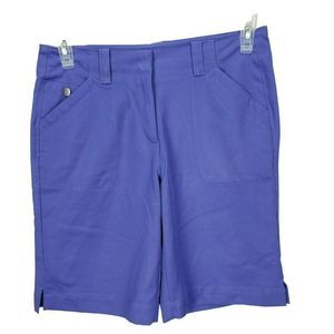 Women's PGA‎ TOUR Golf Shorts Size 6 Flat Front Polyester Pockets Purple Blue